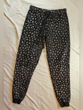 Secret Treasures Womens Gray & Rose Gold Cheetah Fuzzy Pajama Pants Size XS